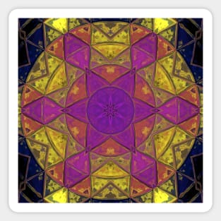 Mosaic Kaleidoscope Flower Pink Yellow and Blue Sticker